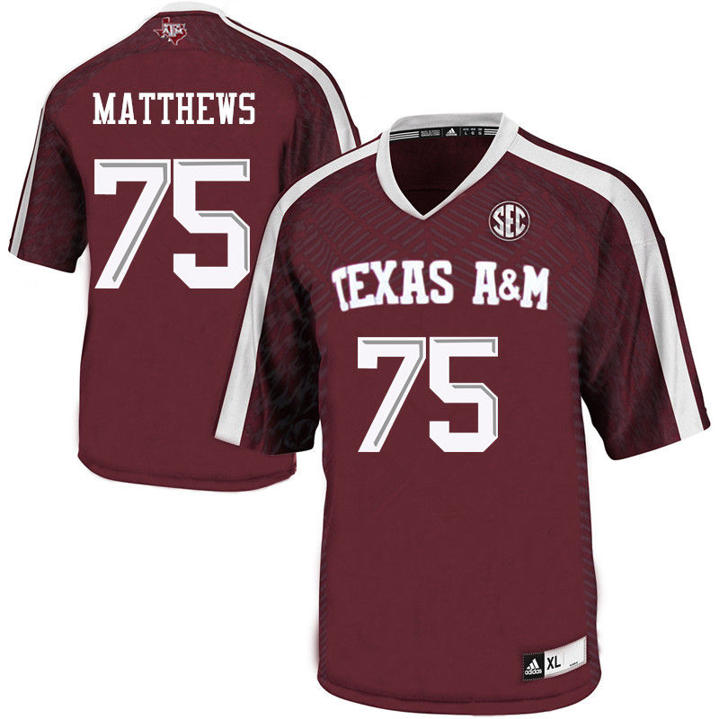 Men #75 Jake Matthews Texas A&M Aggies College Football Jerseys-Maroon - Click Image to Close